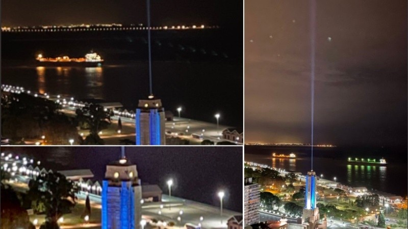 Un rayo de luz azul emergió del Monumento a la Bandera y causó sensación en redes